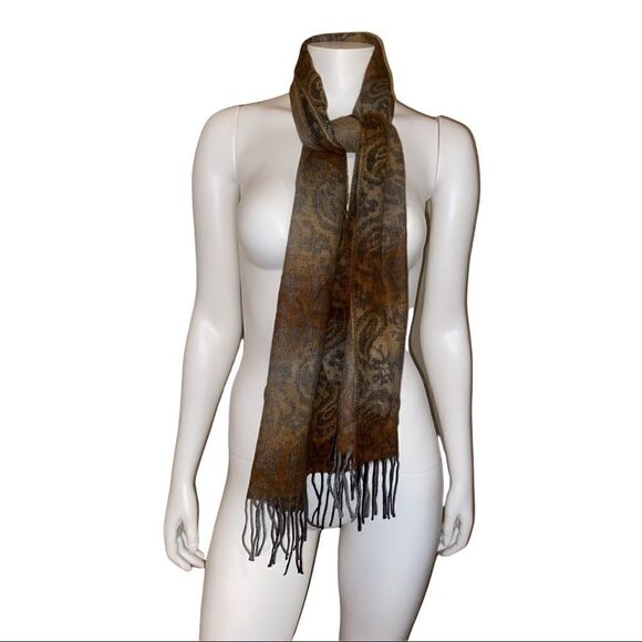 Steve Madden Brown Ombre Paisley Muffler Scarf NWT - Picture 2 of 4